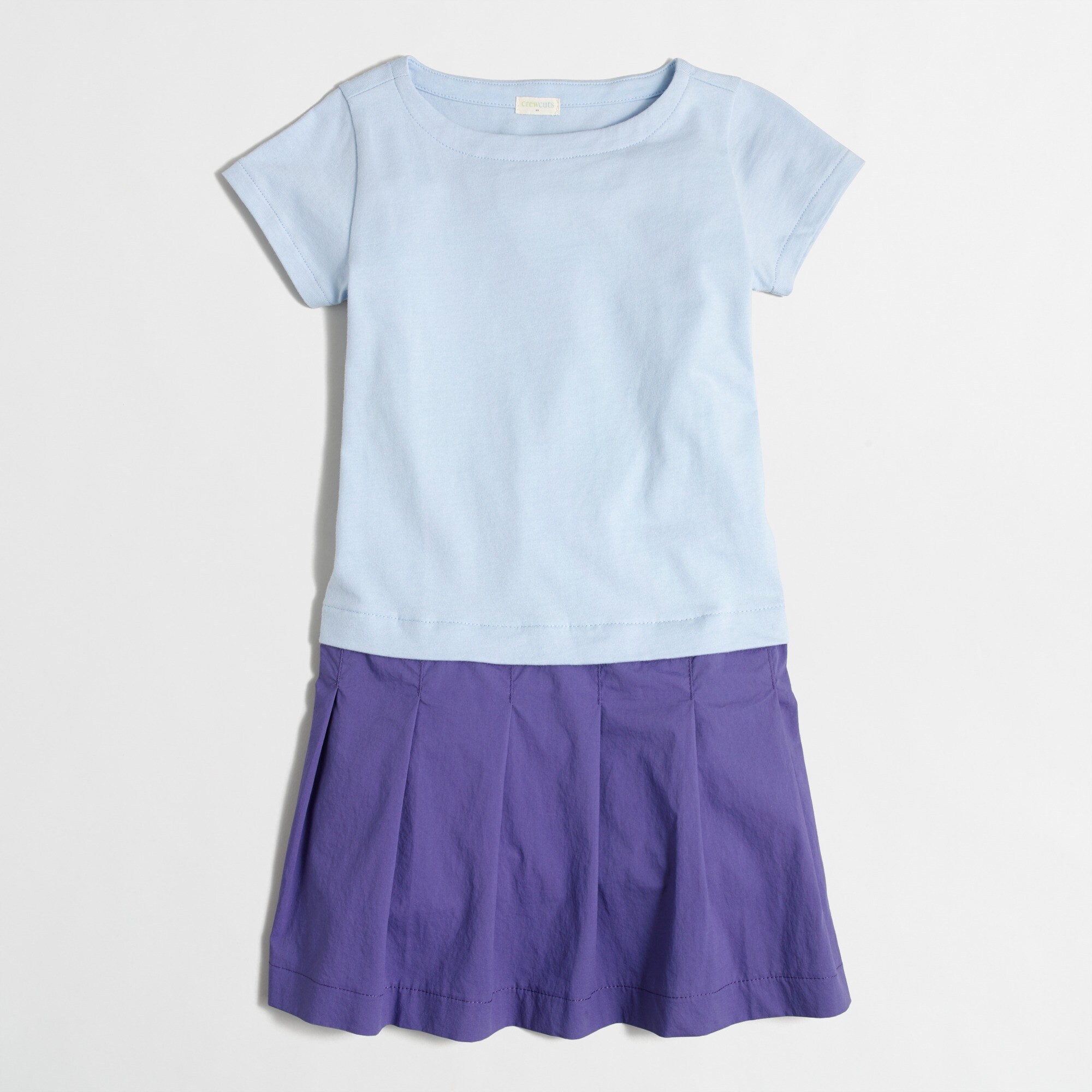 Girls' short-sleeve colorblock dress
