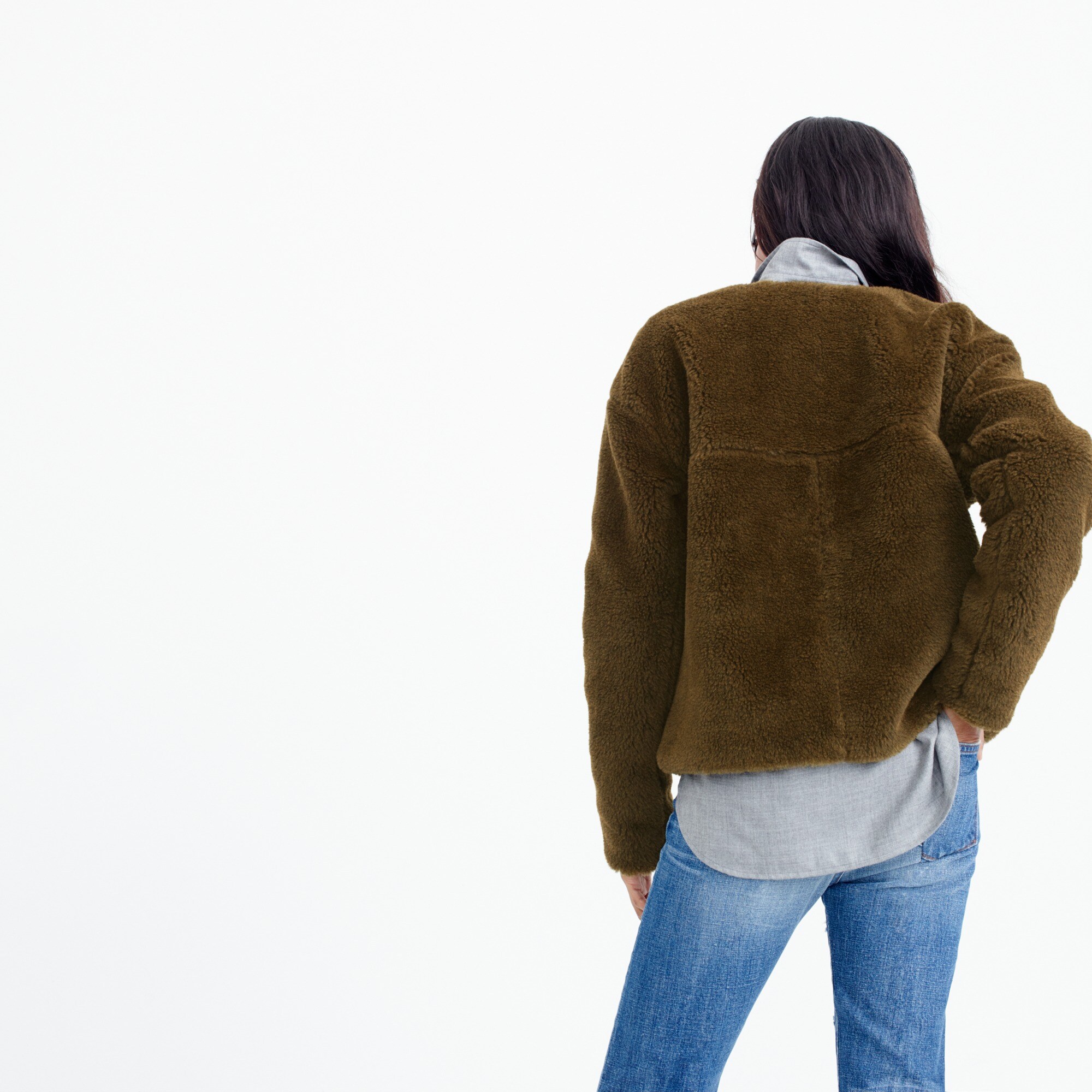 Plush fleece teddy jacket : Women wool  J.Crew