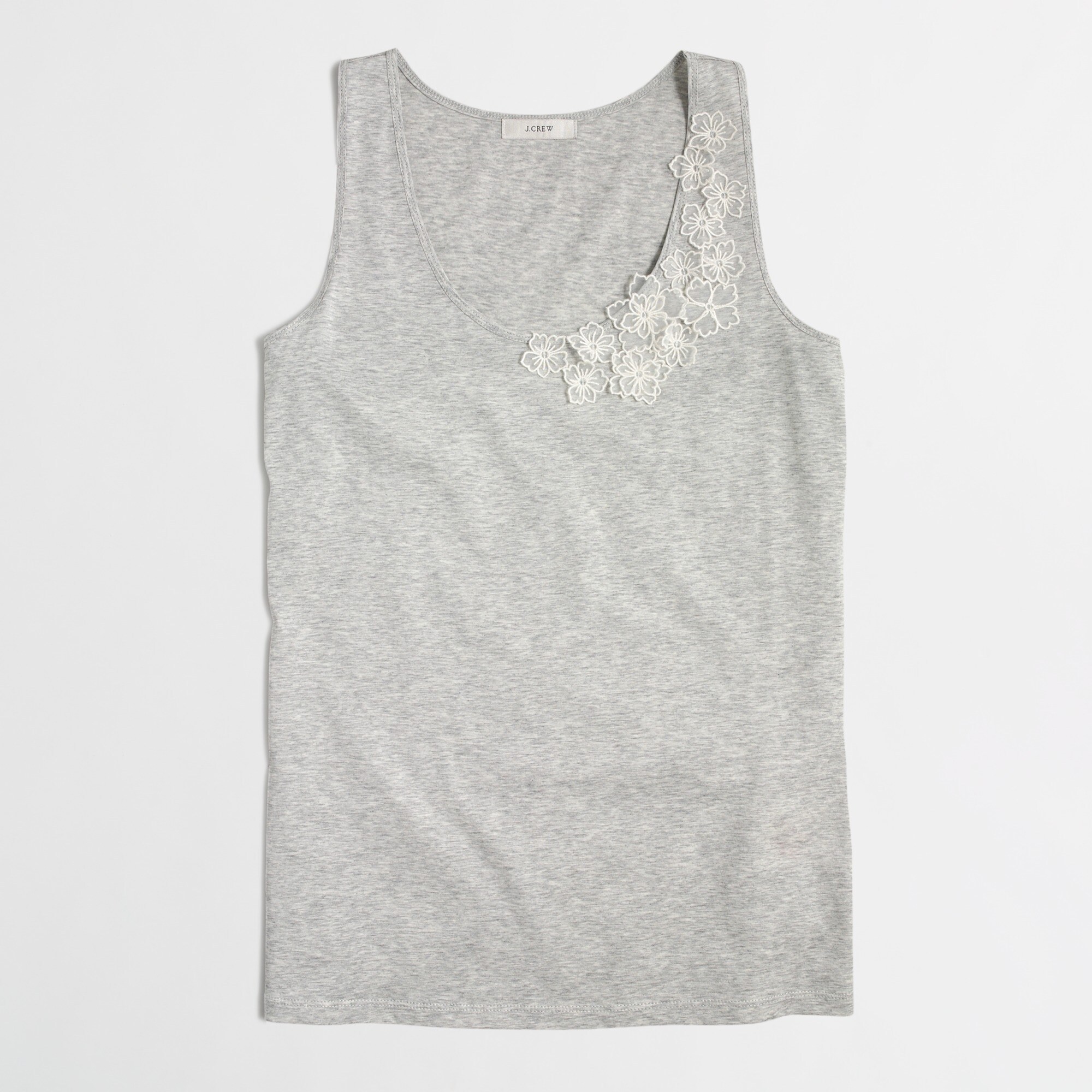 Crochet flower embellished tank top in cream