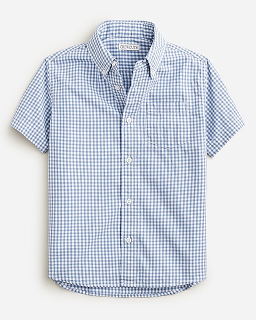 boys Kids' washed short-sleeve stretch poplin button-down in gingham