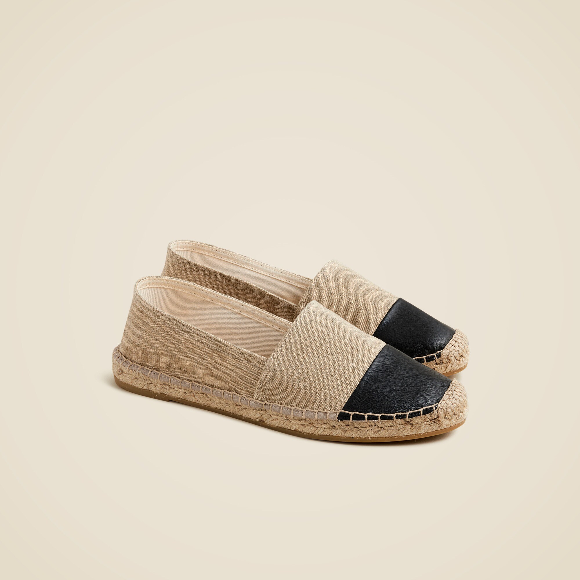 Made-in-Spain cap toe espadrilles in linen