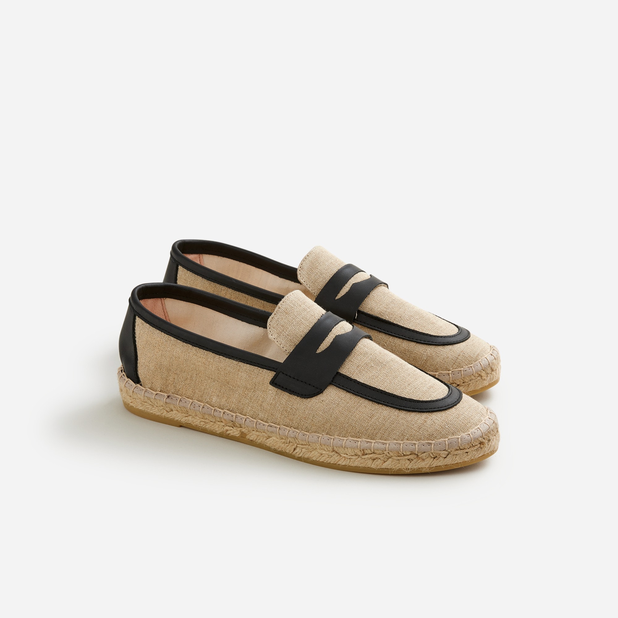  Made-in-Spain loafer espadrilles in linen blend and leather