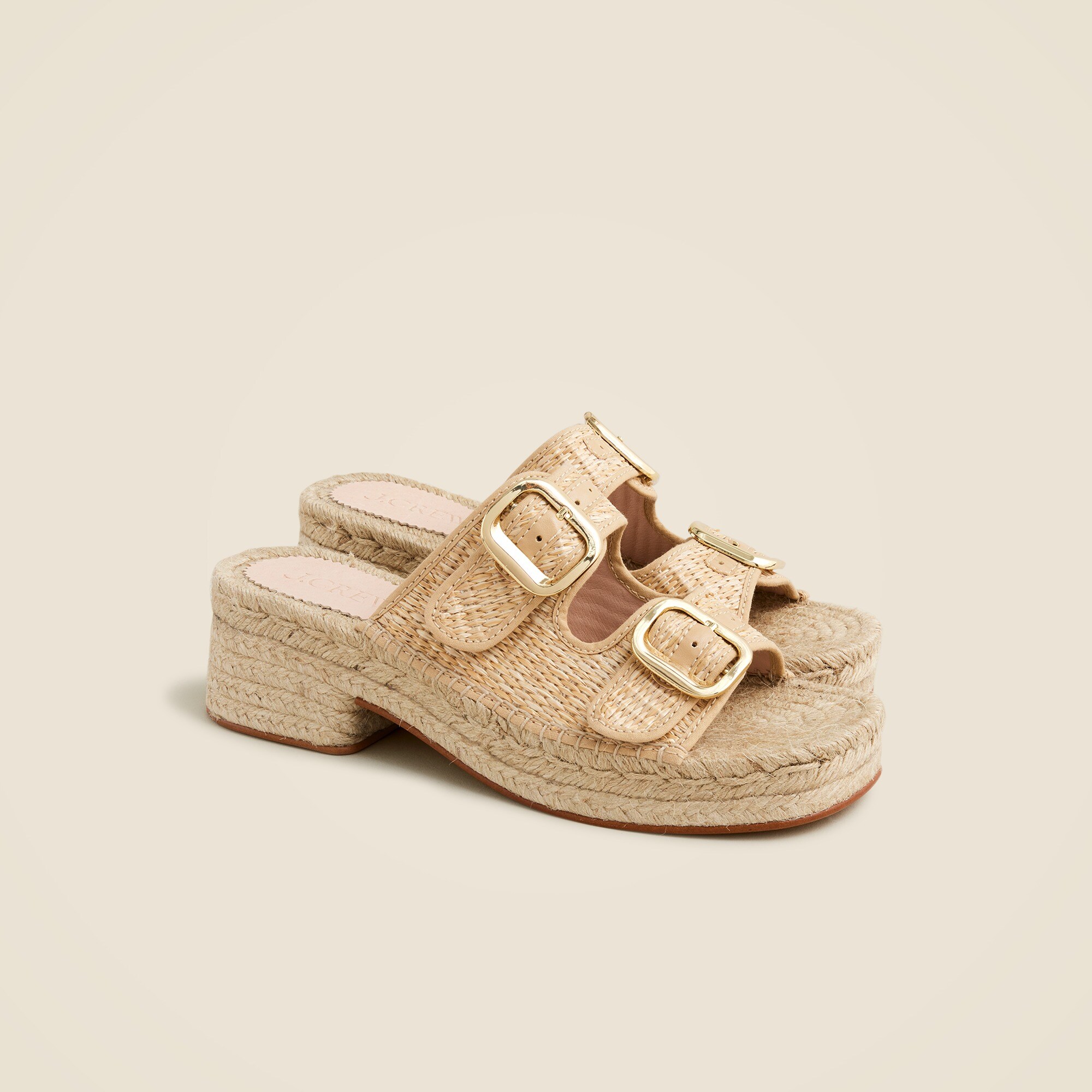 J.Crew Made in Spain Block heel Espadrilles In Faux Raffia For Women