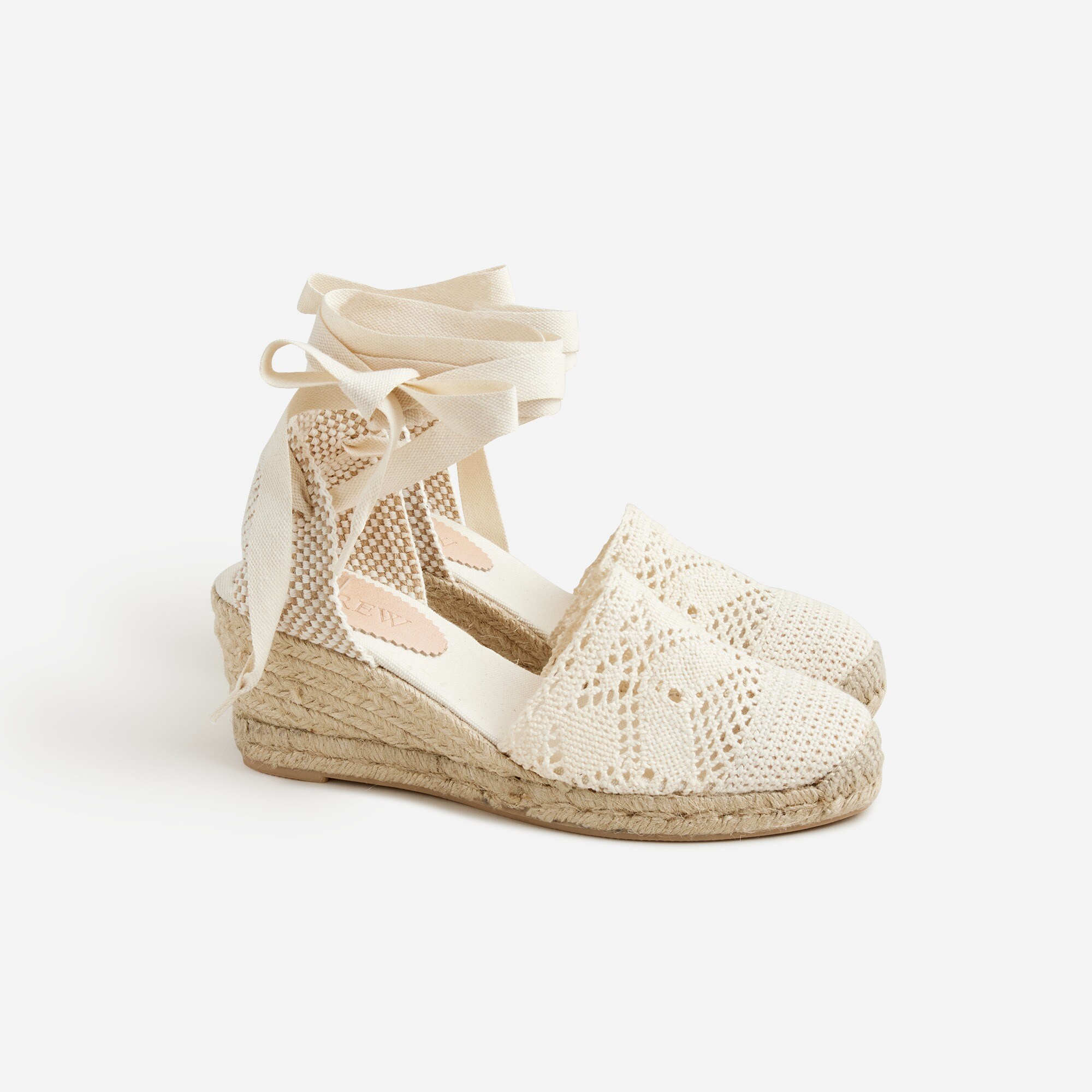 Made-in-Spain lace-up midheel espadrilles with crochet