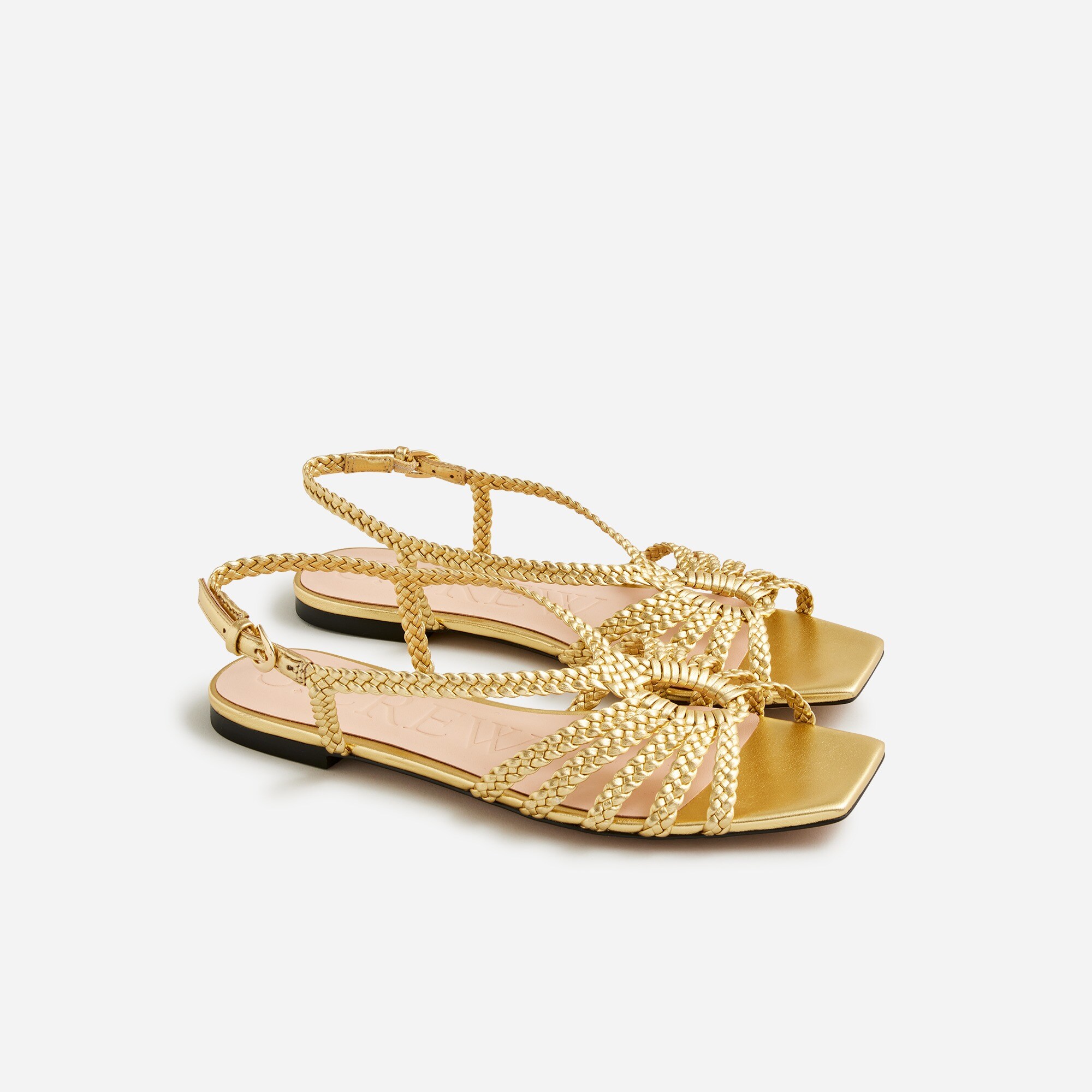 J.Crew New Capri Braided Sandals In Metallic Leather For Women