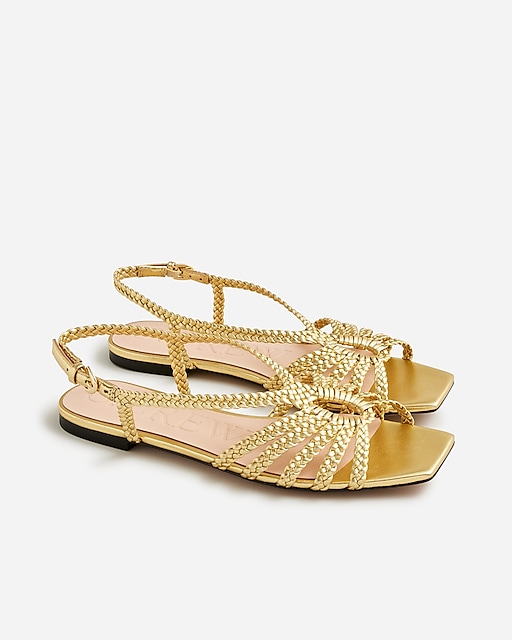 womens New Capri braided sandals in metallic leather