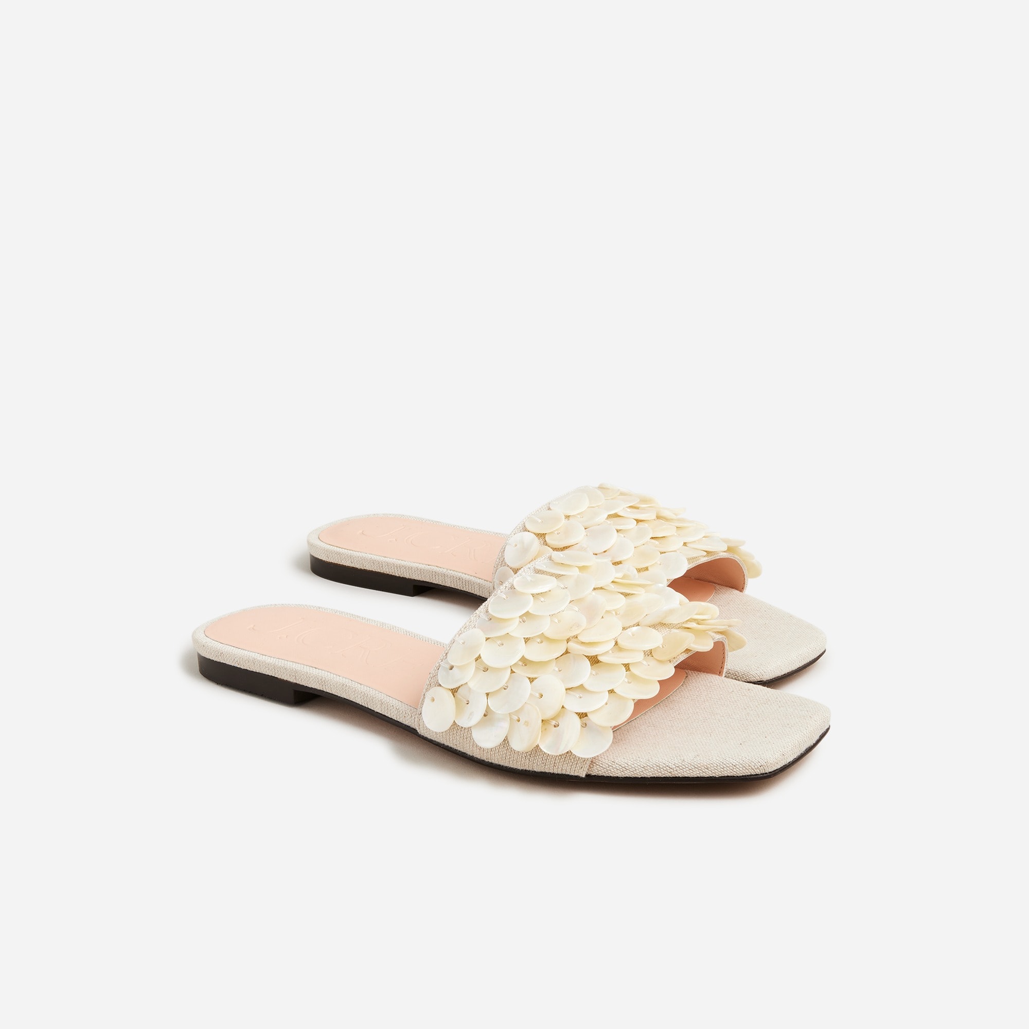  New Capri slide sandals with mother-of-pearl paillettes