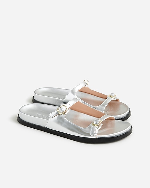 womens Colbie buckle sandals in metallic leather