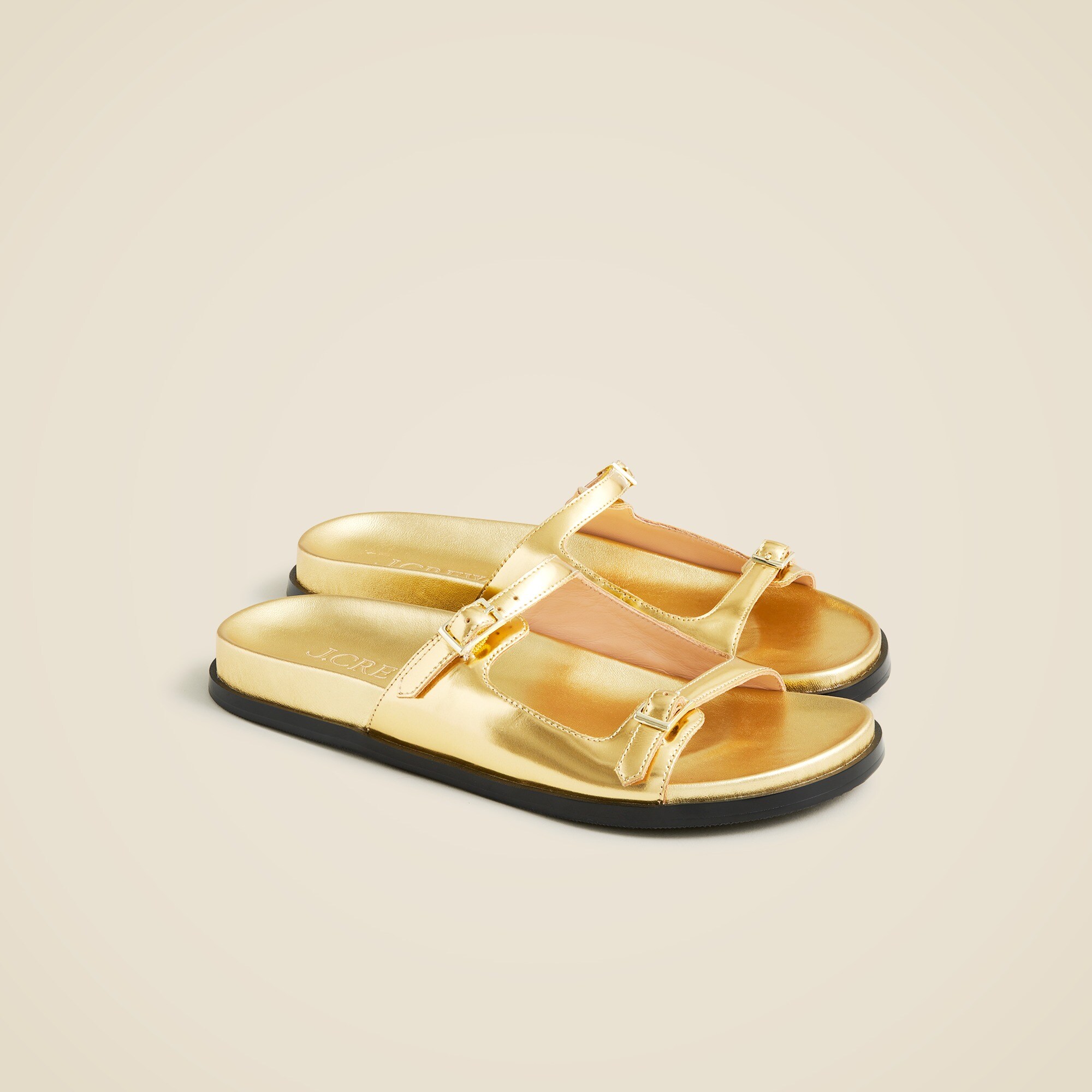 Colbie Buckle Sandals In Metallic Leather For Women | J.Crew