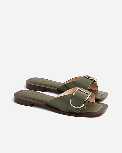 womens Callie buckle slides in leather