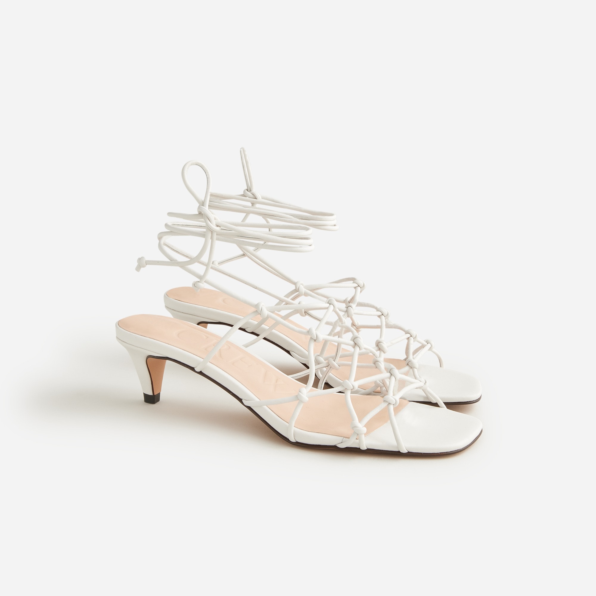  Zadie knotted lace-up kitten heels in leather