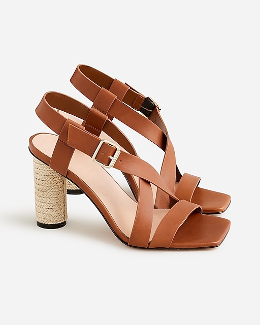  Rounded rope-heel sandals in leather