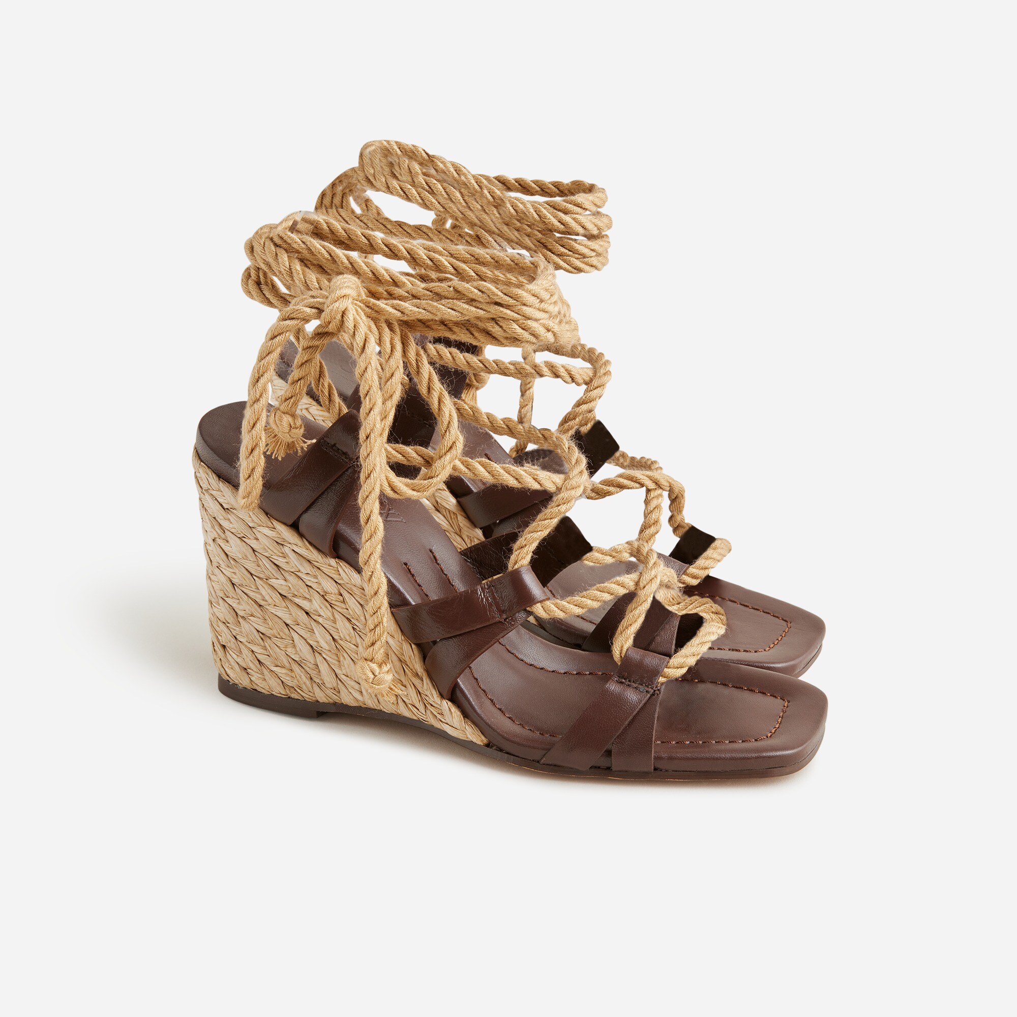 Made-in-Spain Rope Lace-up High-heel Sandals In Leather For Women | J.Crew