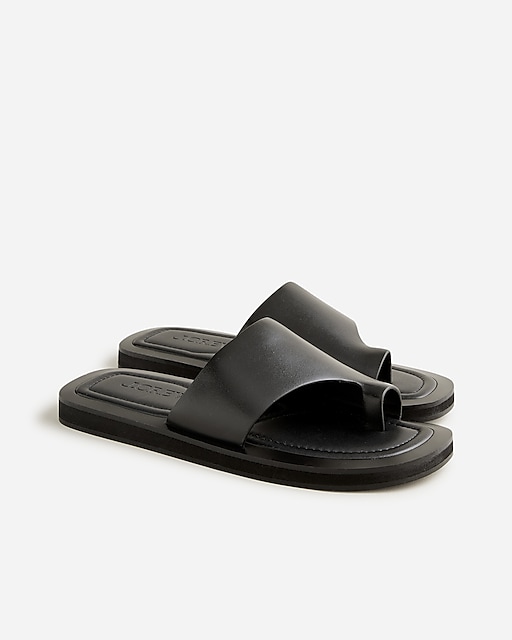  Toe-ring slide sandals in leather