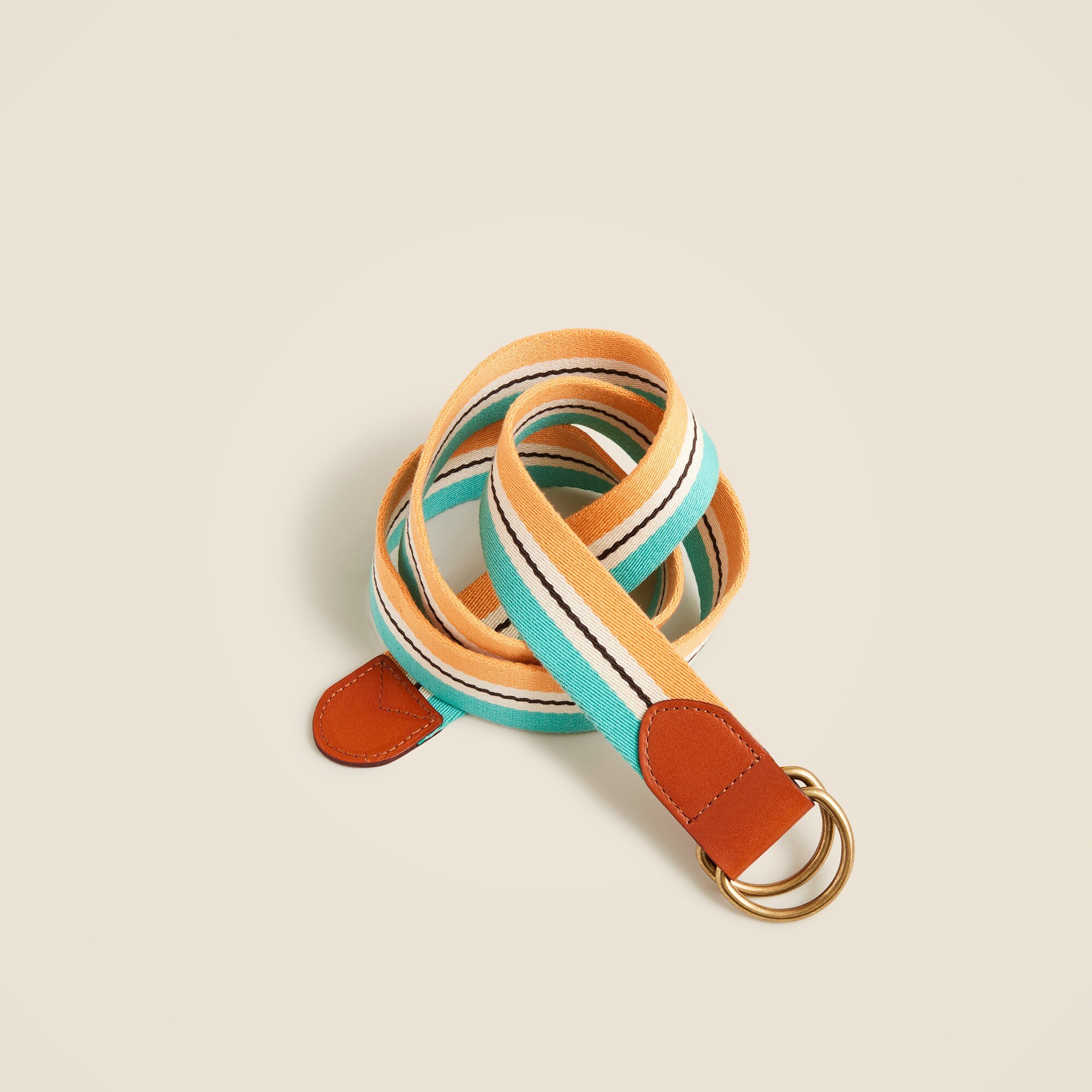 BEAMS PLUS X J.Crew striped ribbon belt with leather detail