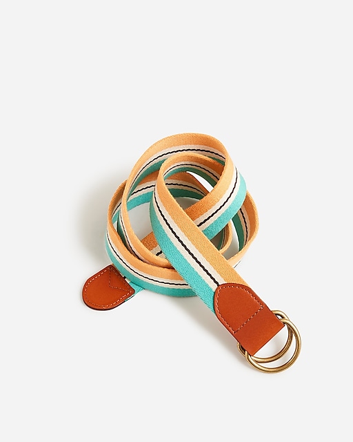  BEAMS PLUS X J.Crew striped ribbon belt with leather detail