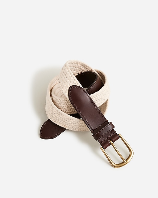 mens Braided cotton belt with leather detail