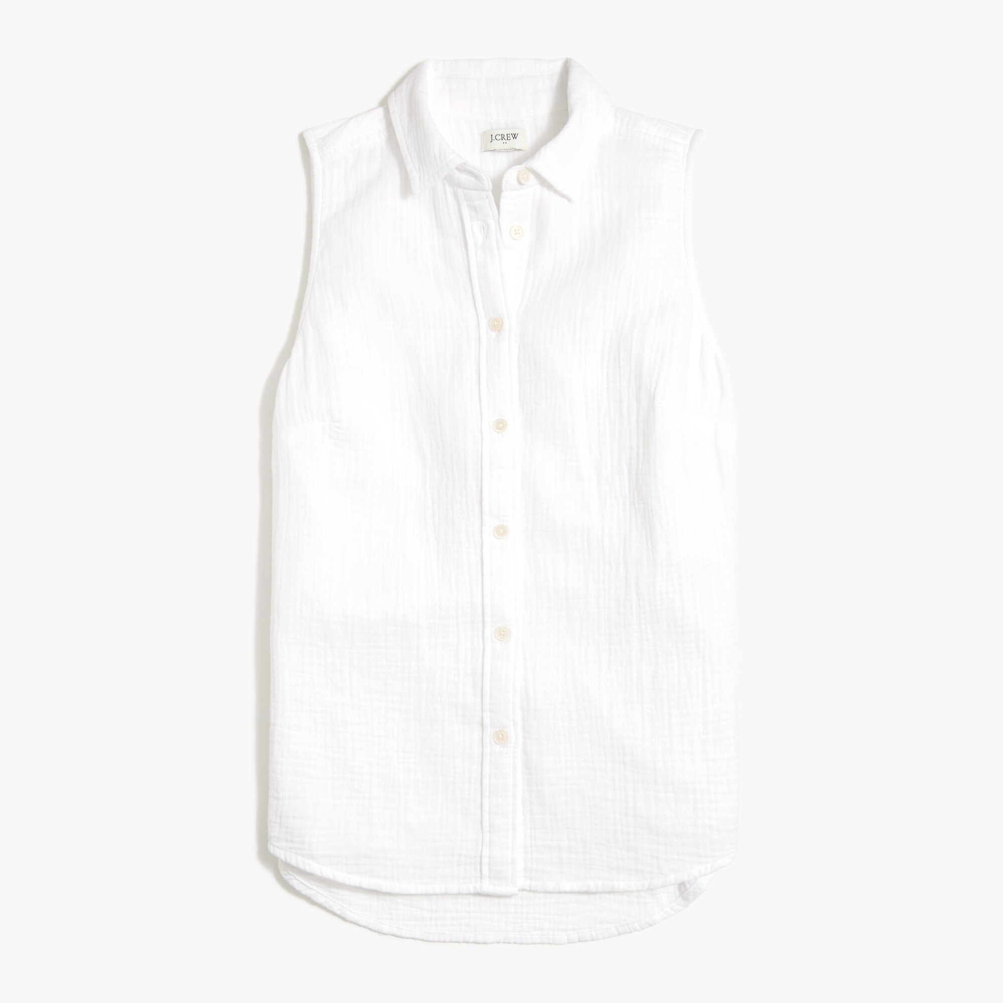  Sleeveless gauze button-up shirt