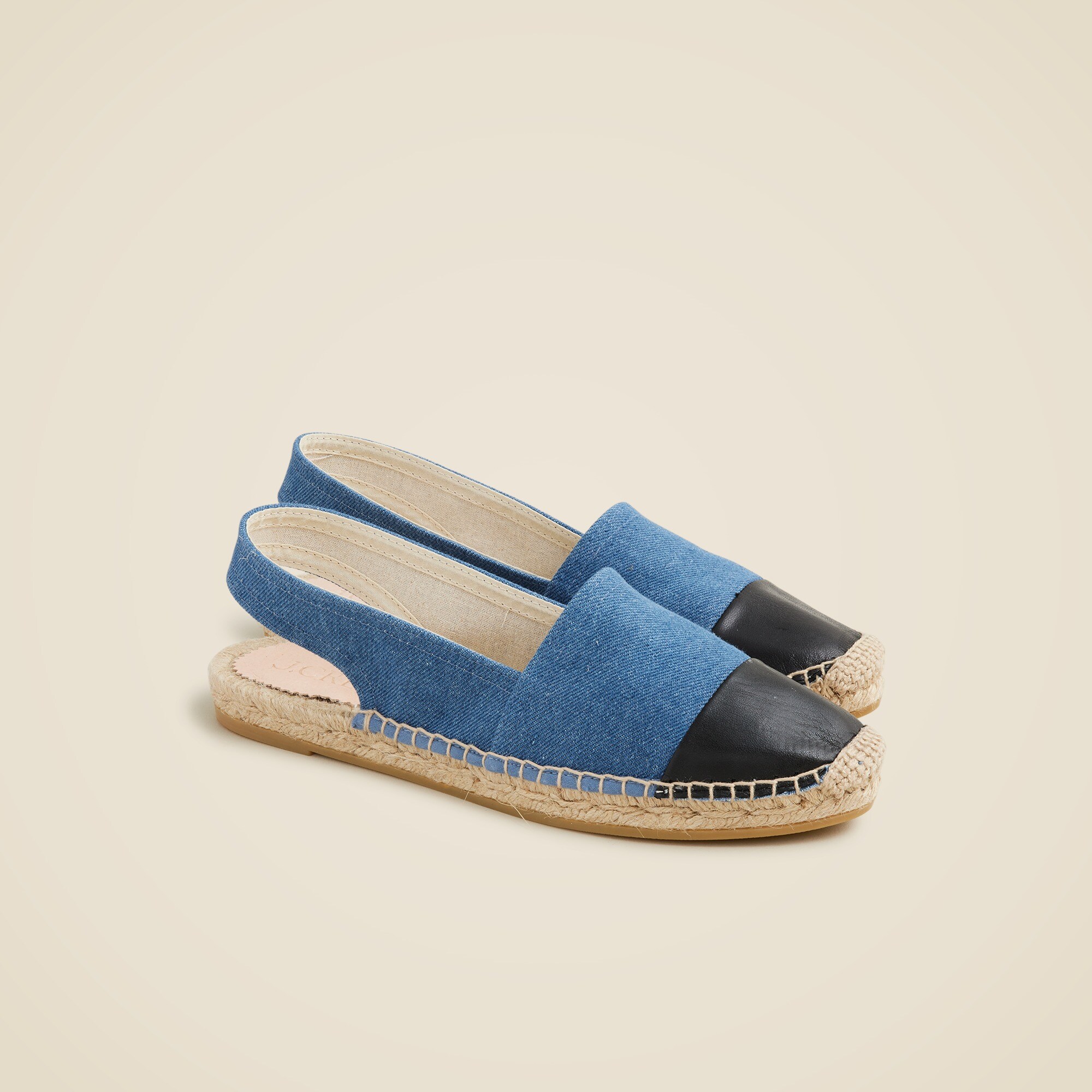 Made-in-Spain cap toe slingback espadrilles in denim