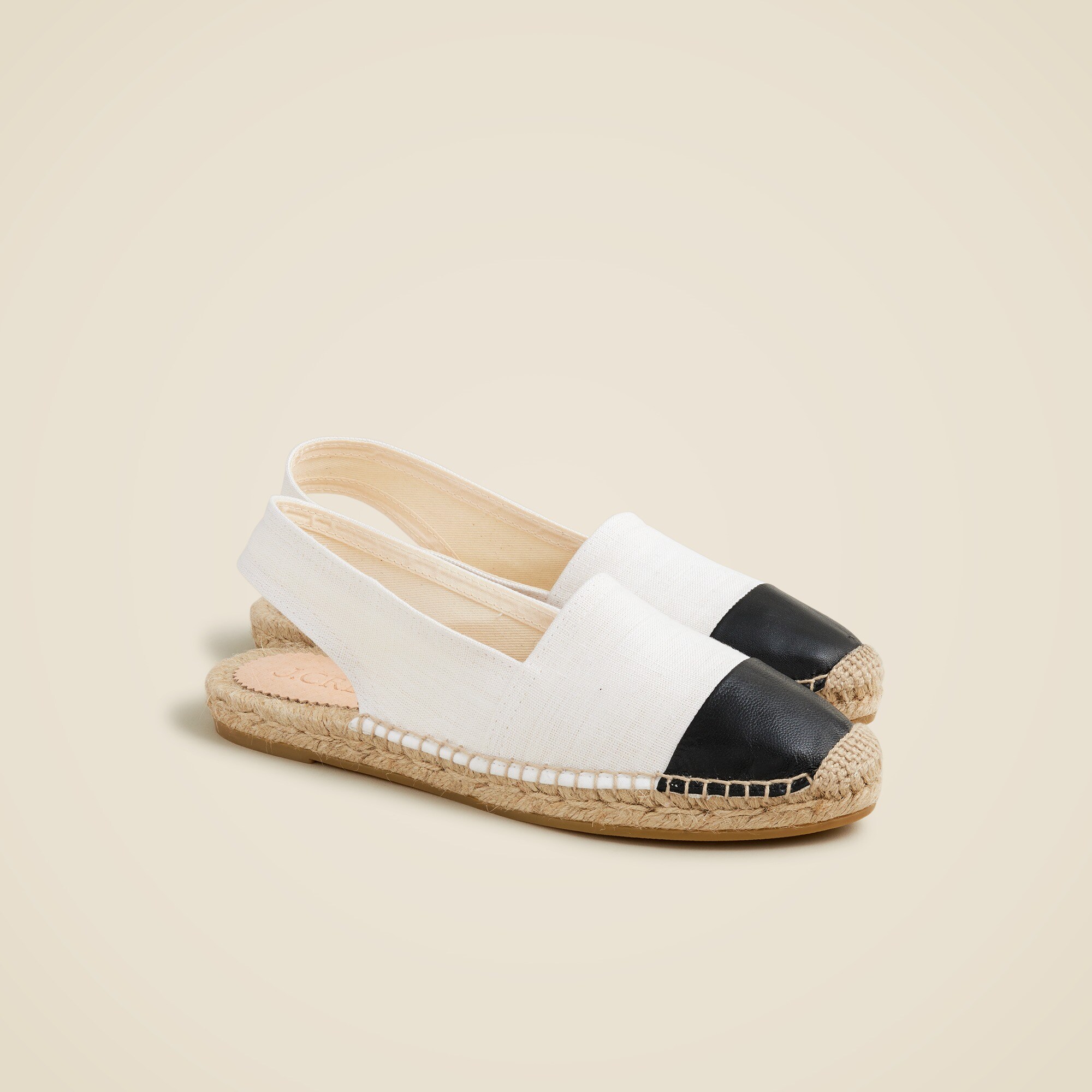 Made-in-Spain cap toe slingback espadrilles in canvas