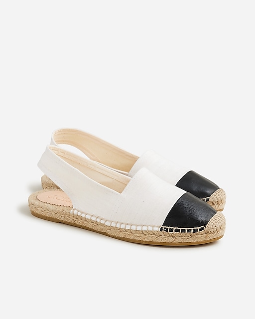 womens Made-in-Spain cap toe slingback espadrilles in canvas