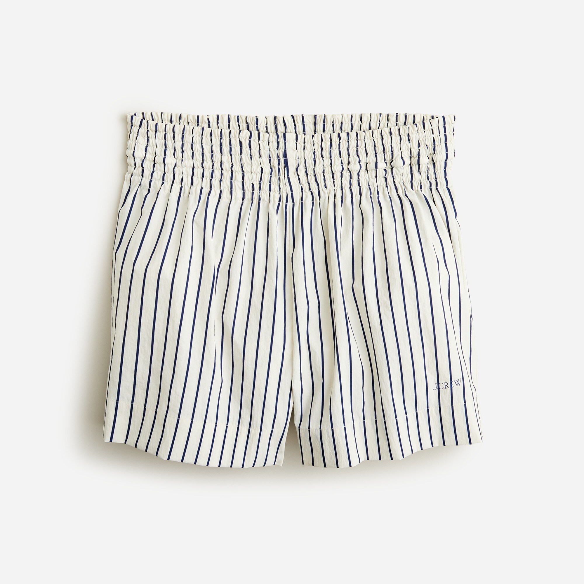Smocked beach short in stripe