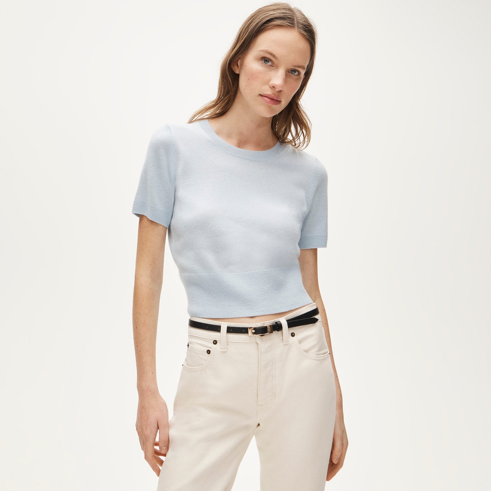 Cashmere shrunken T-shirt