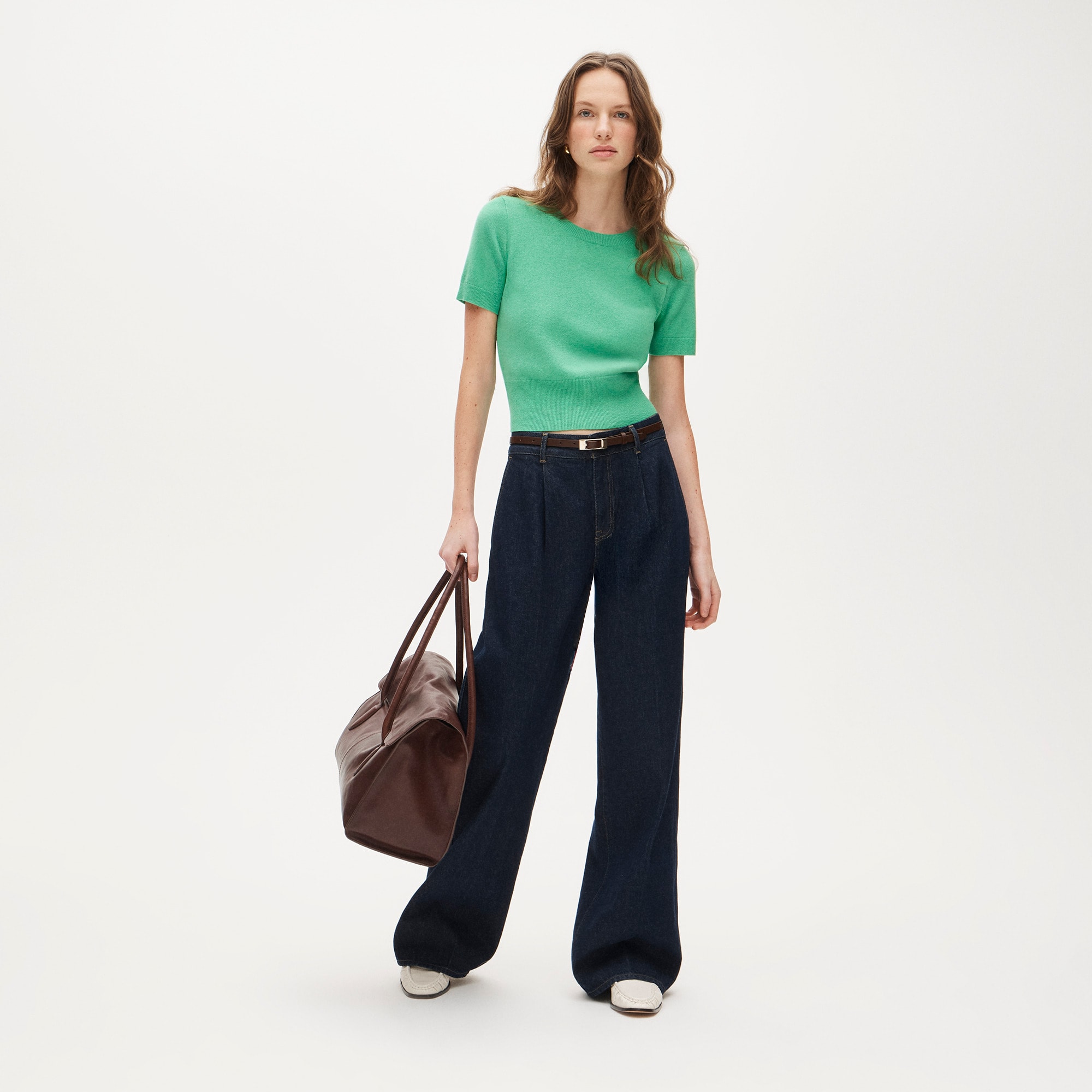 Cashmere shrunken T-shirt