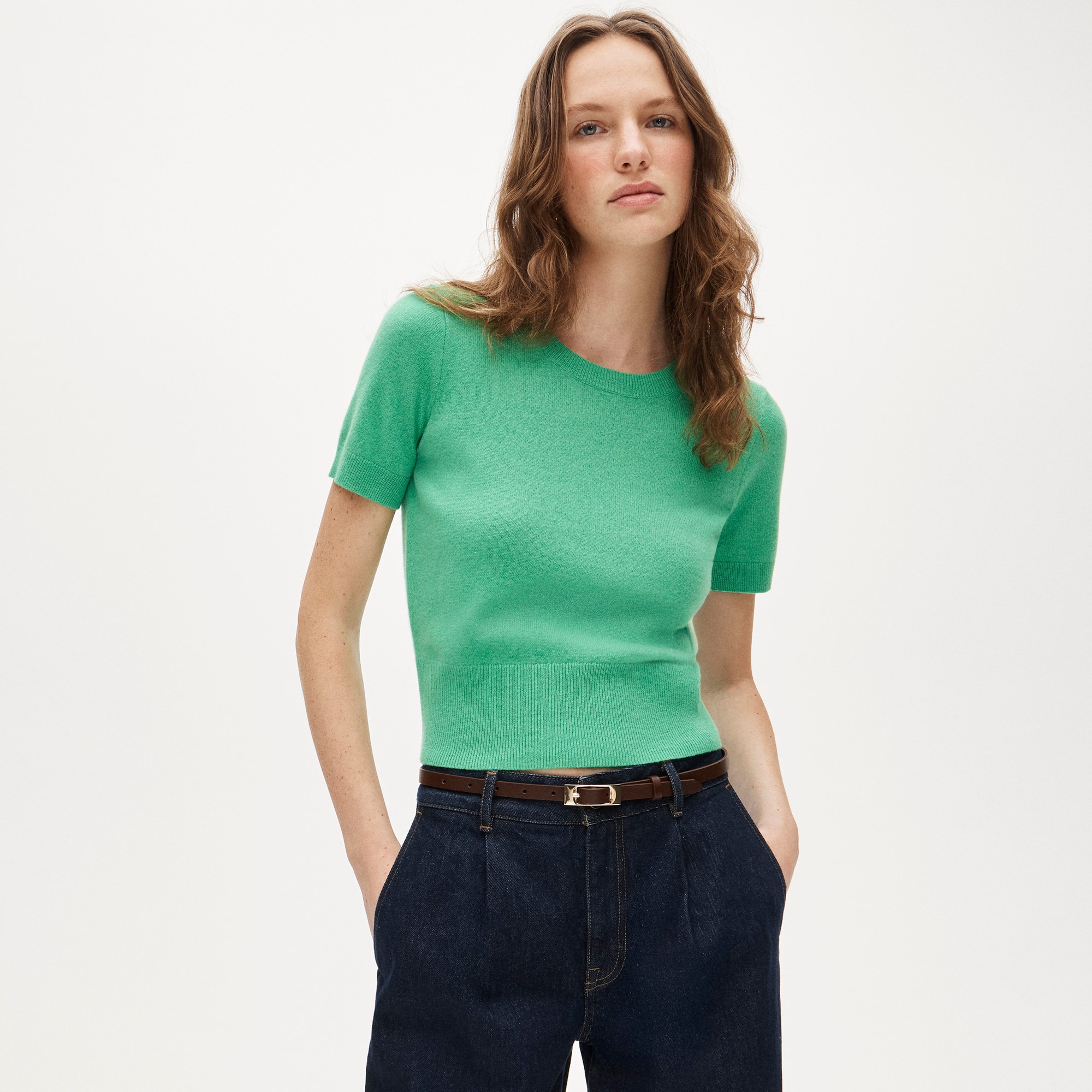 Cashmere shrunken T-shirt