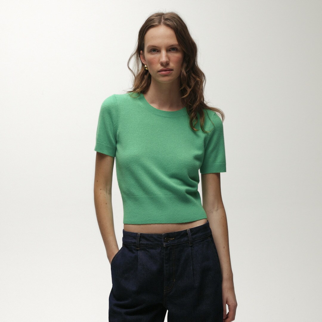 Cashmere shrunken T-shirt