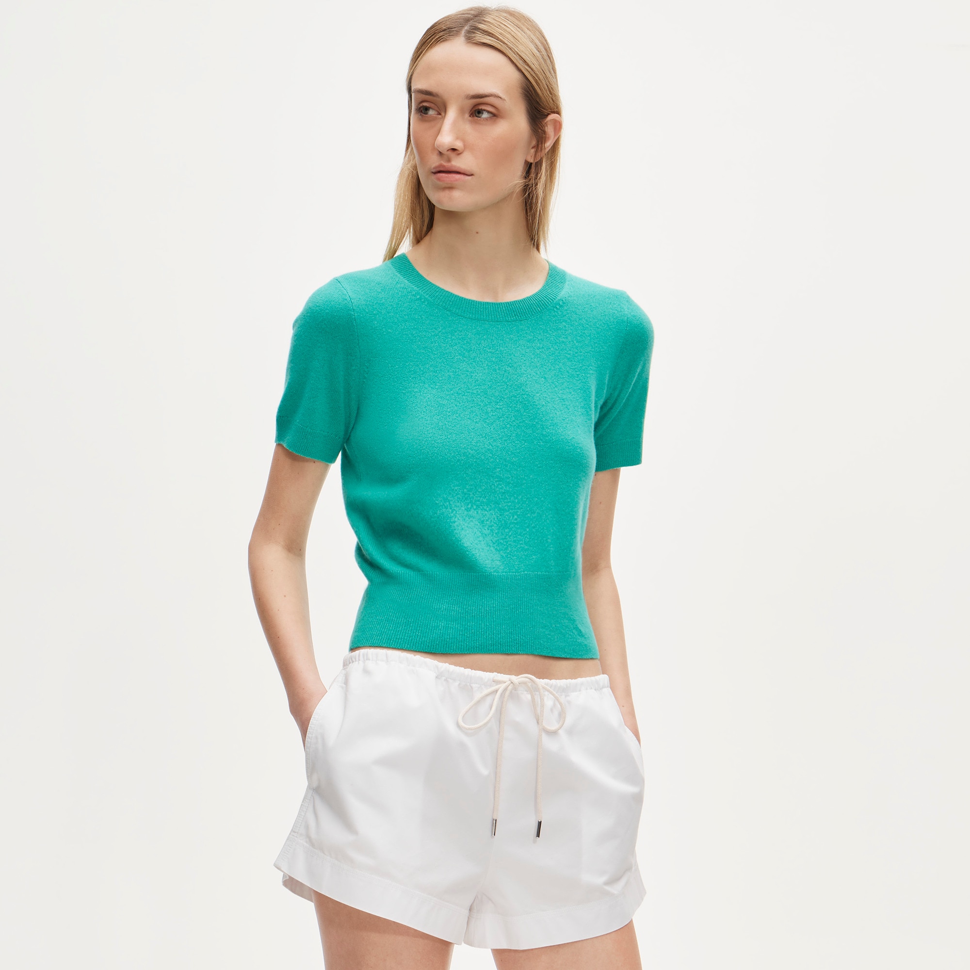 Cashmere shrunken T-shirt