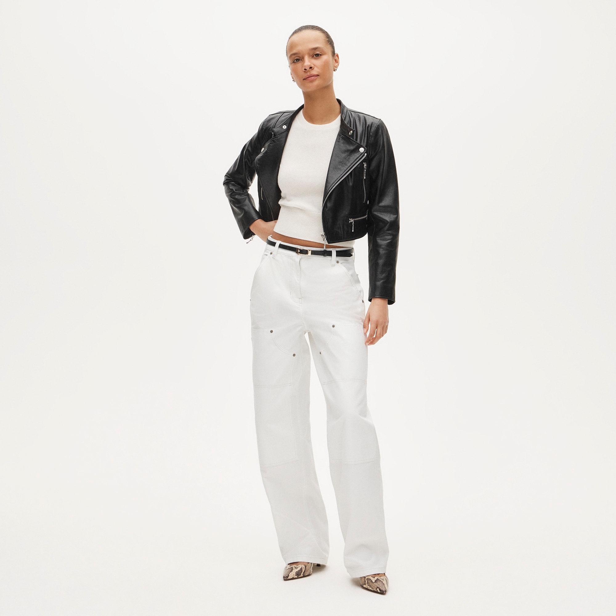 Cashmere shrunken T-shirt