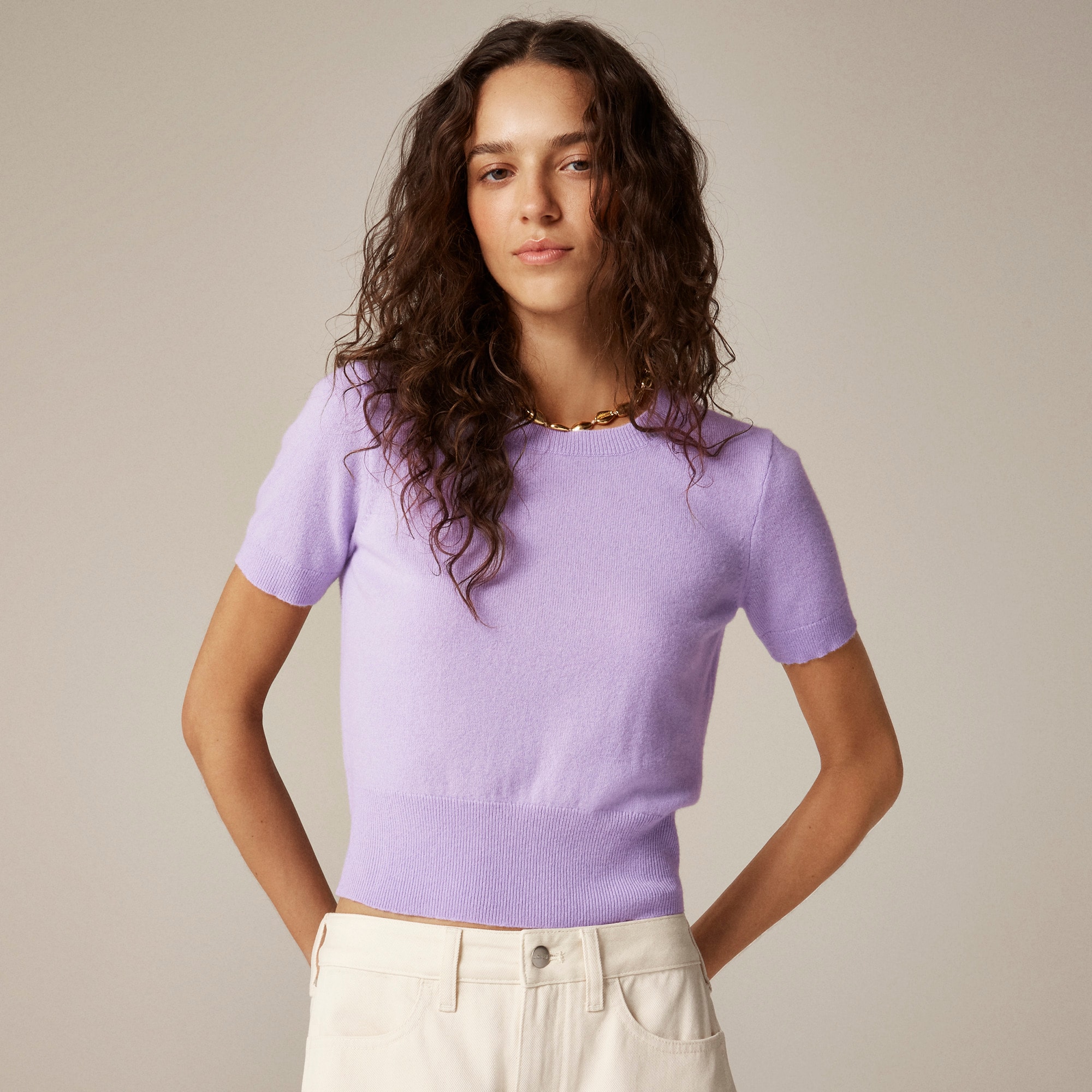 womens Cashmere shrunken T-shirt