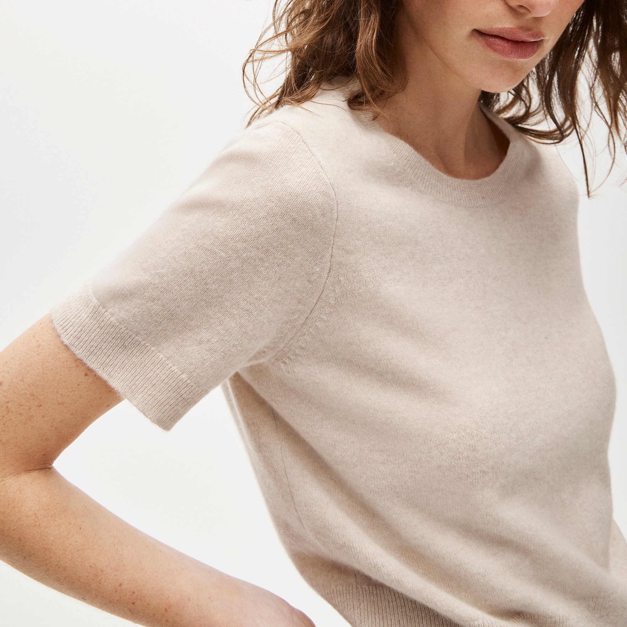 Cashmere shrunken T-shirt