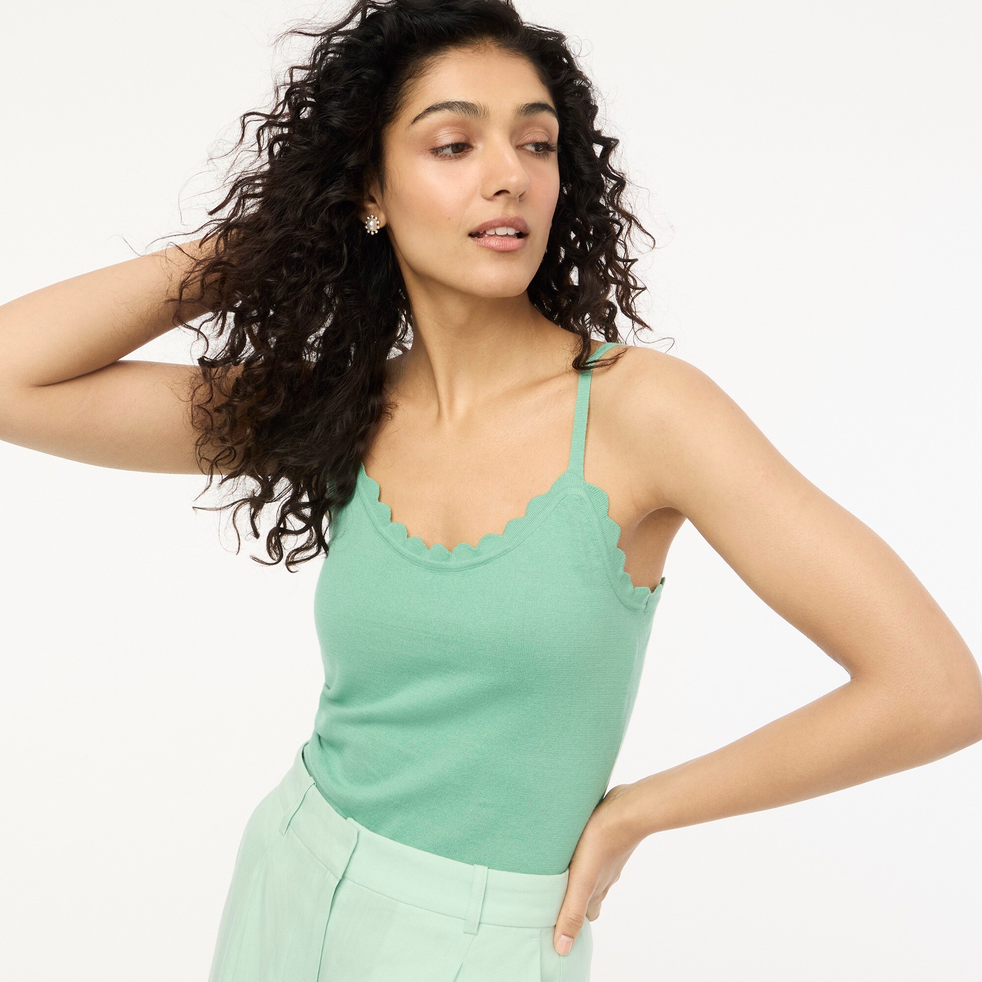 Scalloped sweater shell