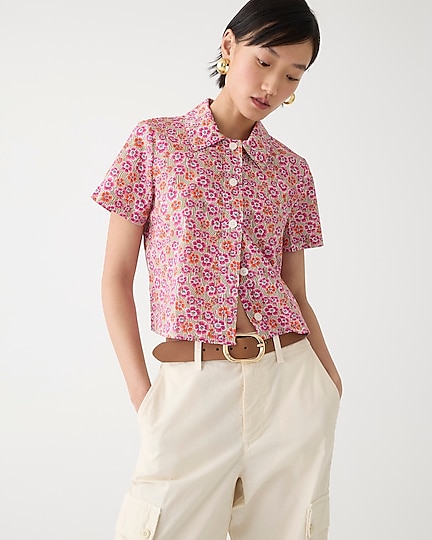 j.crew: cropped gamine shirt in liberty&reg; ellie fabric for women