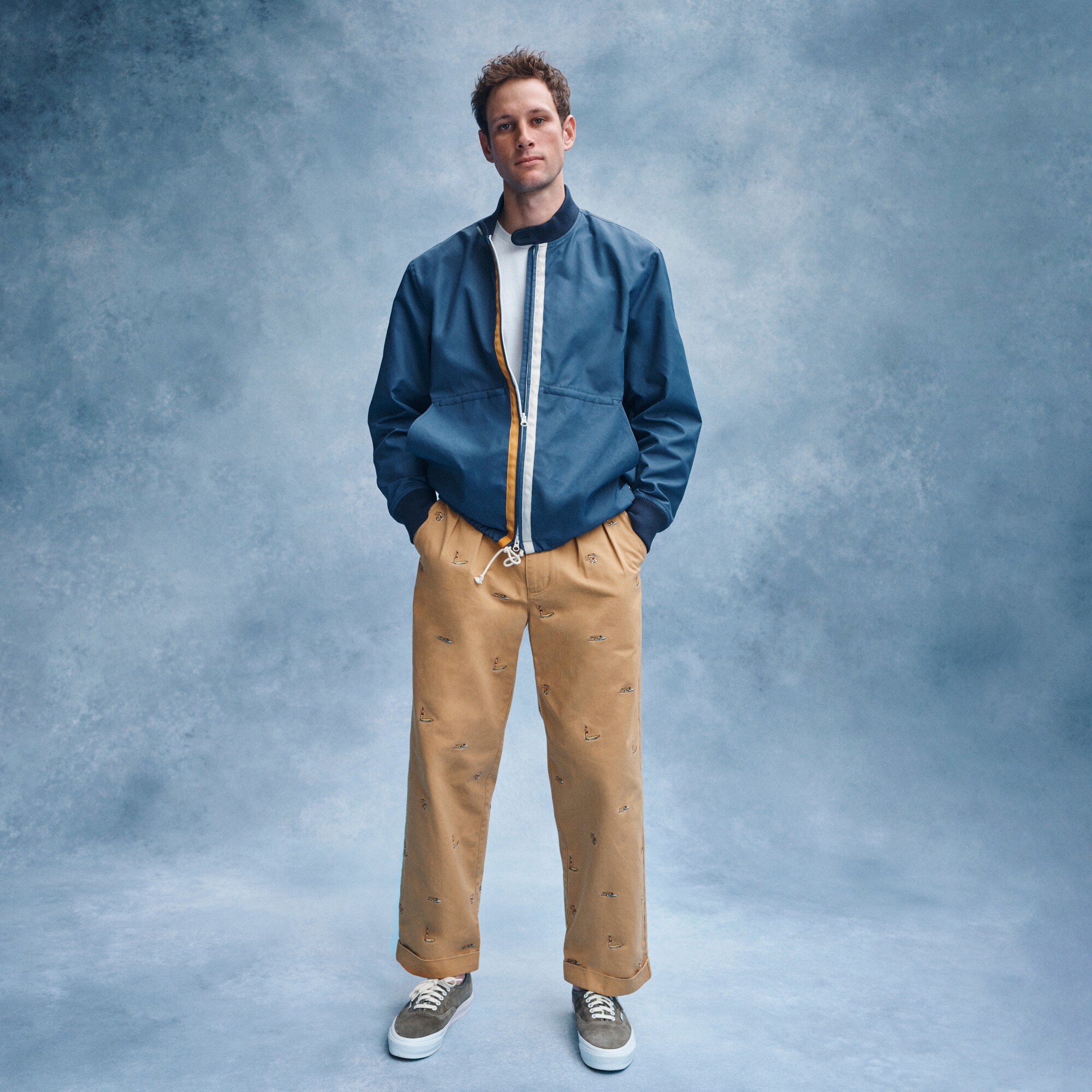  BEAMS PLUS X J.Crew Relaxed-fit pleated chino pant with surfer embroidery