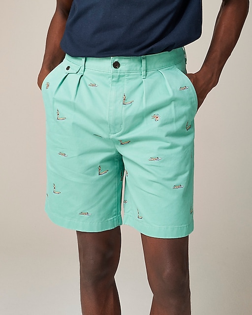  BEAMS PLUS X J.Crew 8.5'' pleated chino short with surfer embroidery