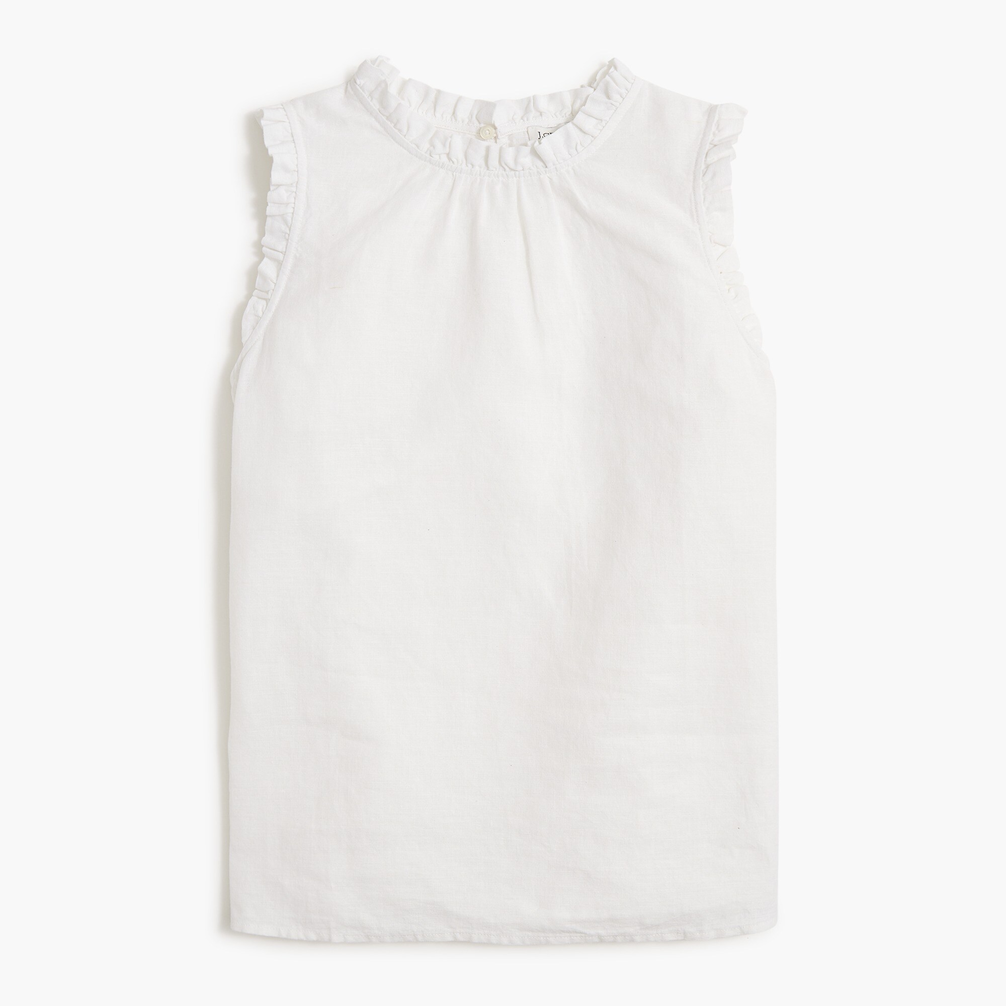 Linen-blend ruffleneck top