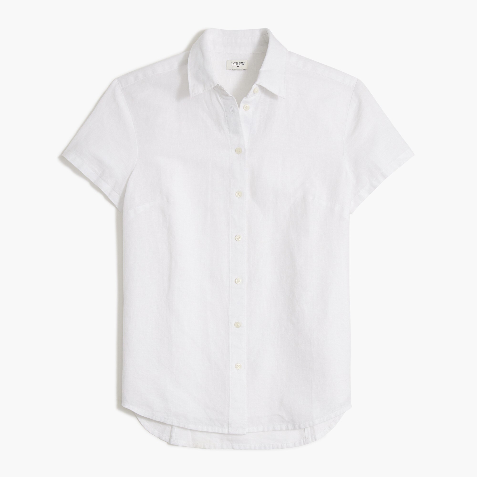 short-sleeve linen-blend button-up shirt for women
