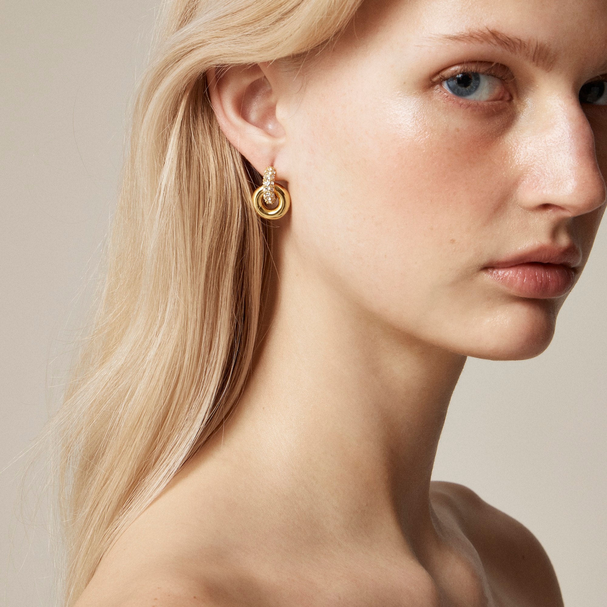 j.crew: pav&eacute; crystal layered hoop earrings for women