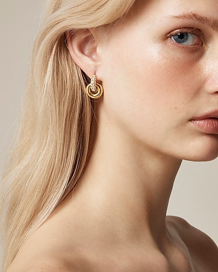 j.crew: pav&eacute; crystal layered hoop earrings for women