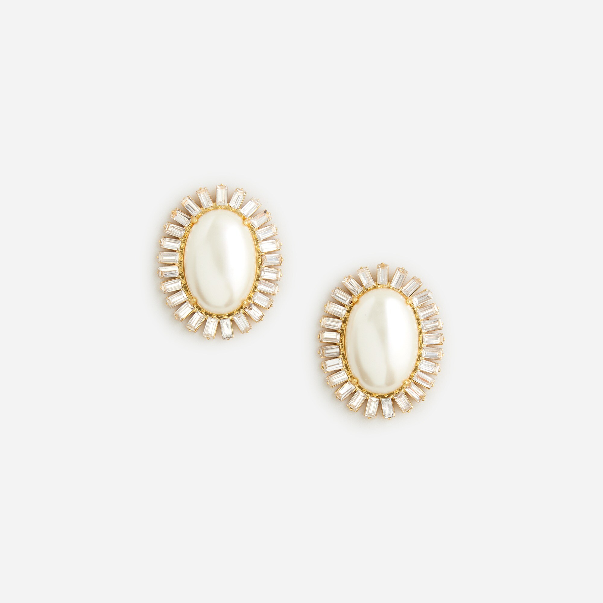 Oversized faux-pearl and crystal stud earrings