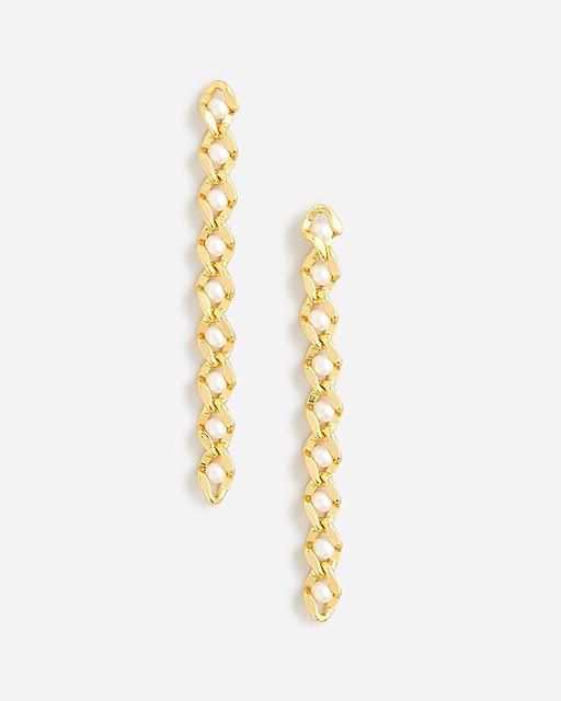 womens Linear pearl chain earrings