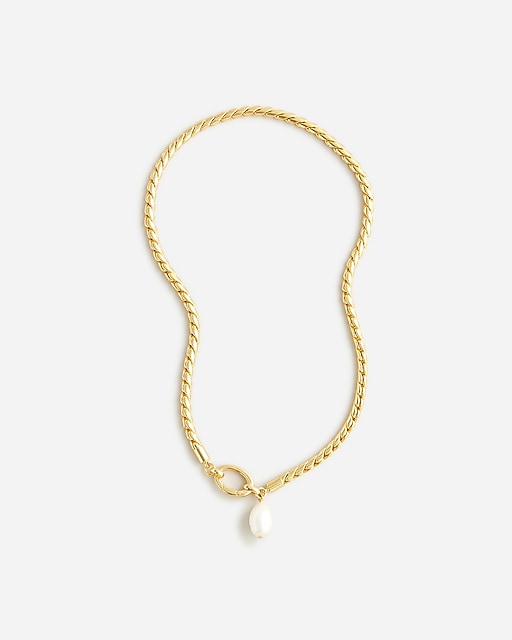 womens Rope chain freshwater pearl necklace