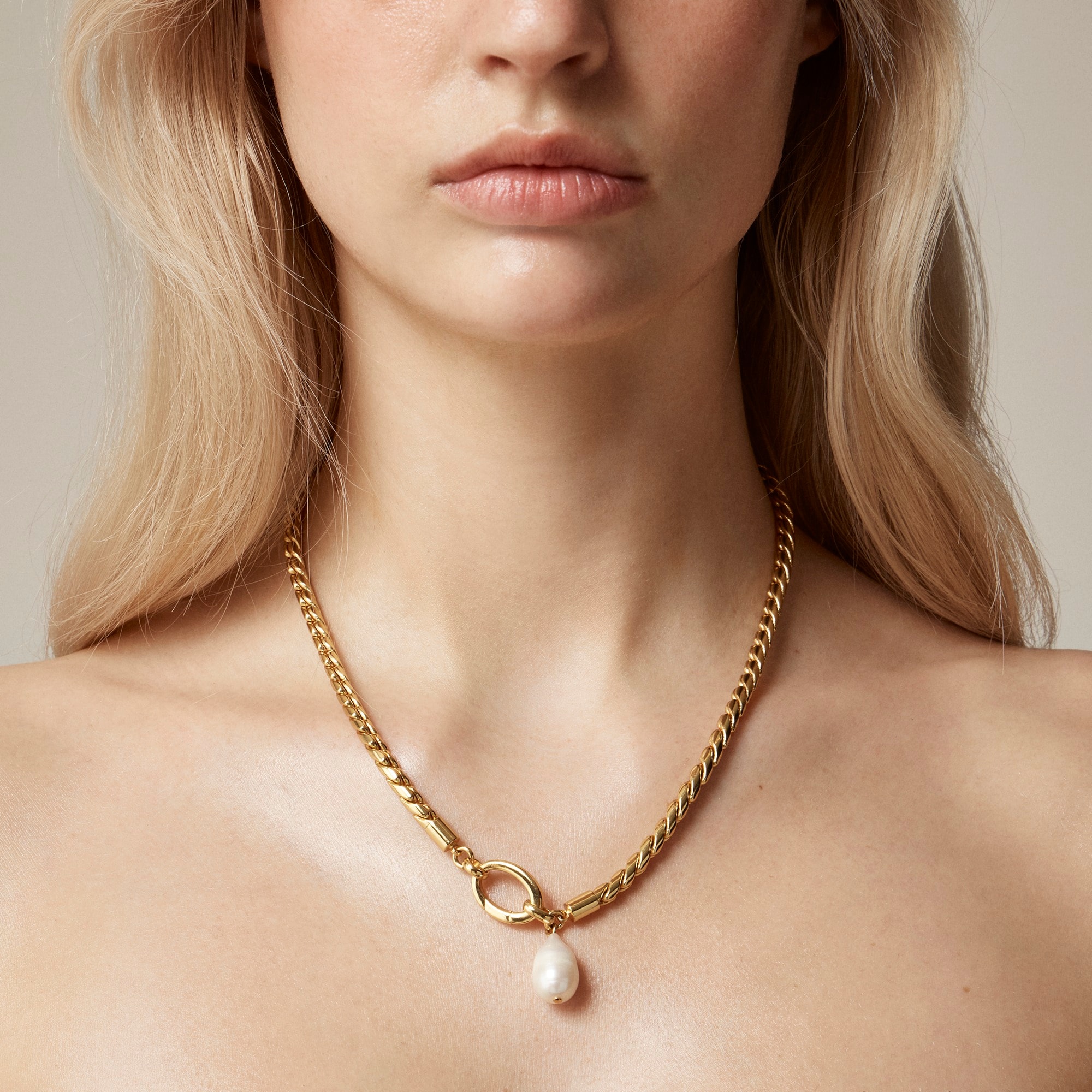  Rope chain freshwater pearl necklace
