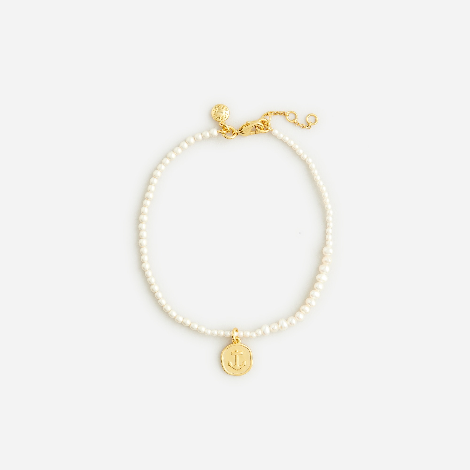 womens Pearl anchor-charm anklet