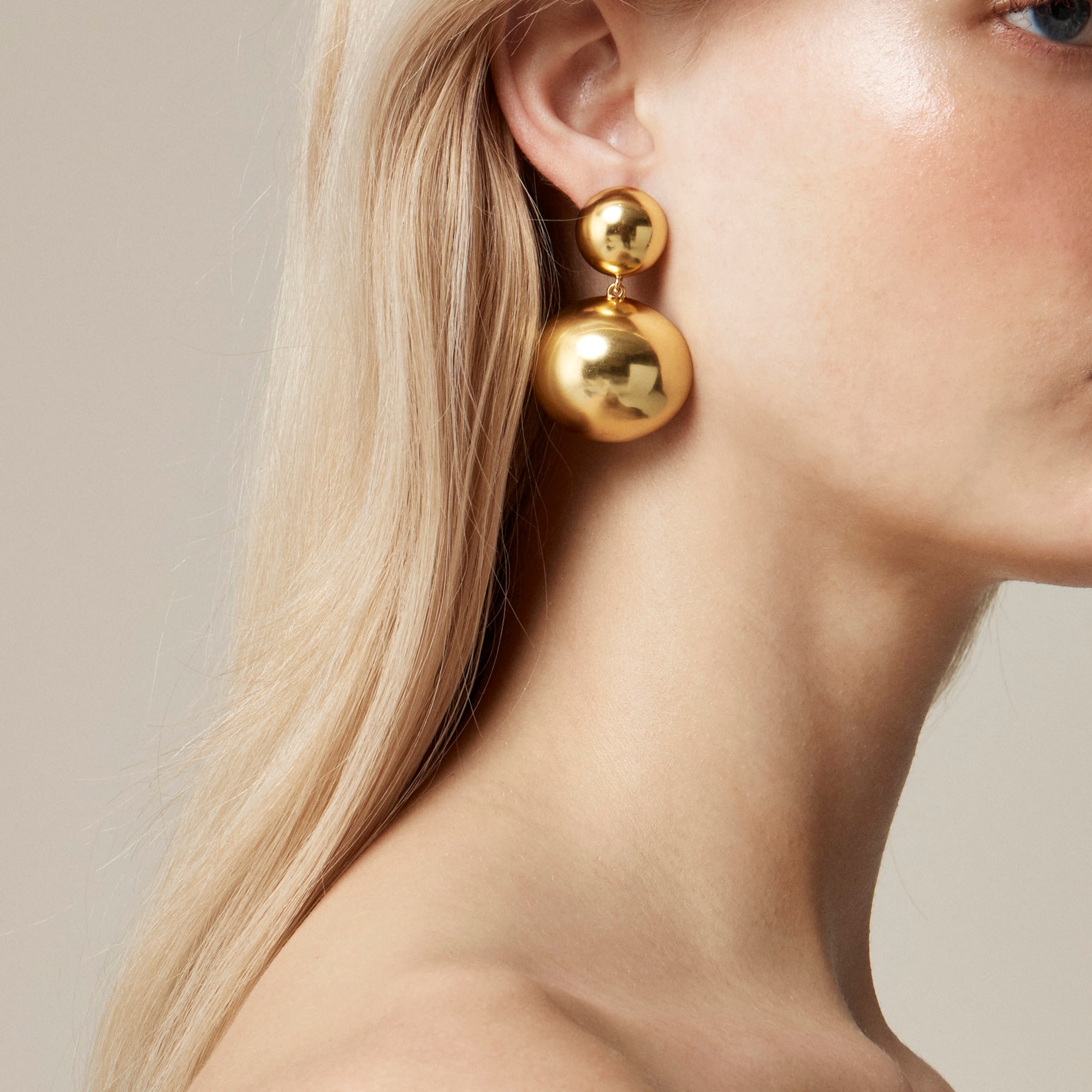 womens Oversized metallic ball drop earrings