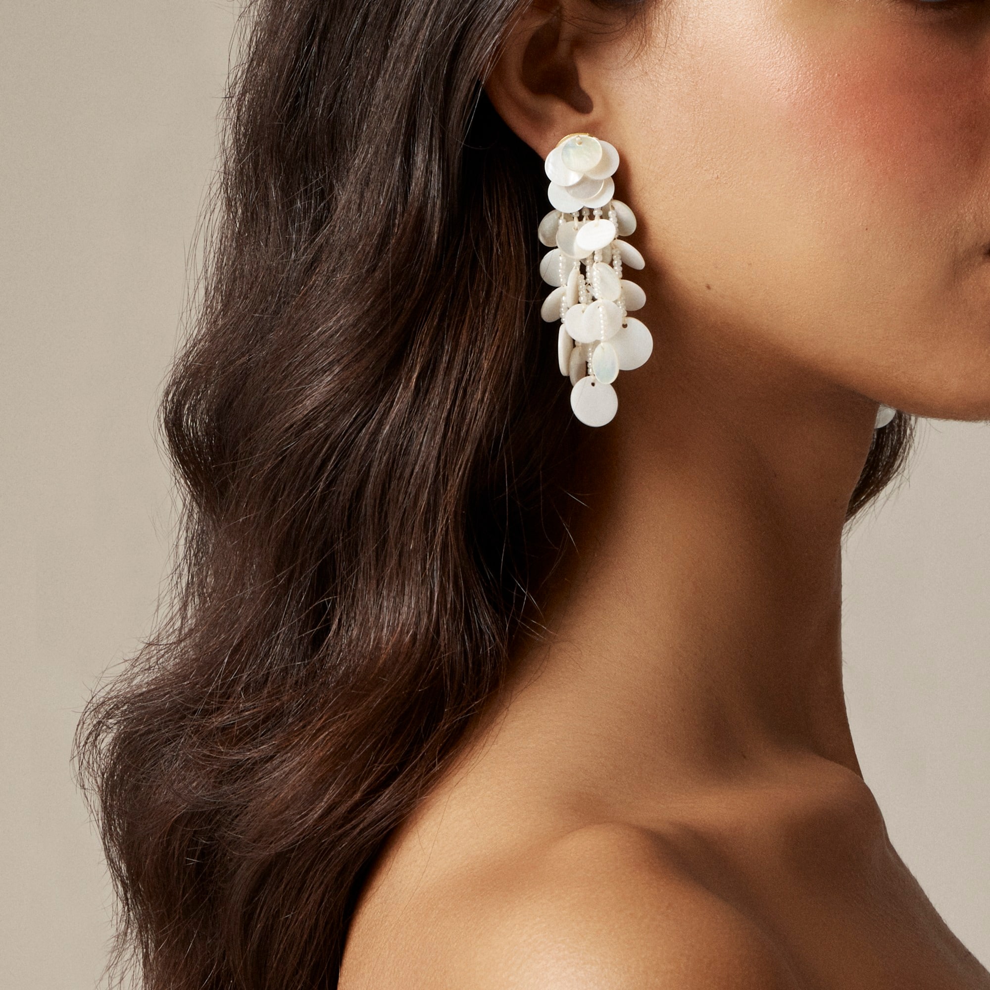 womens Mother-of-pearl waterfall earrings