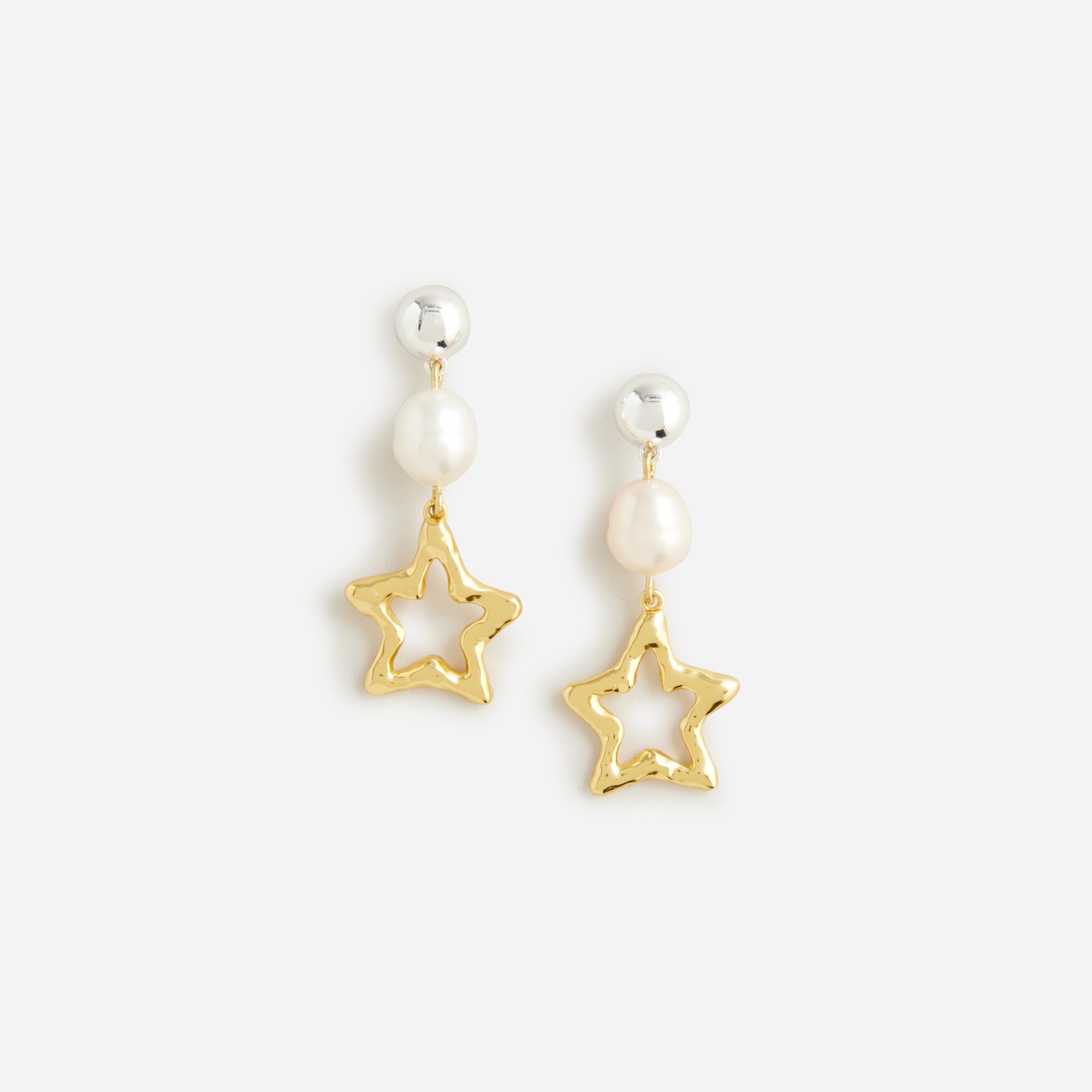 Freshwater pearl and star drop earrings